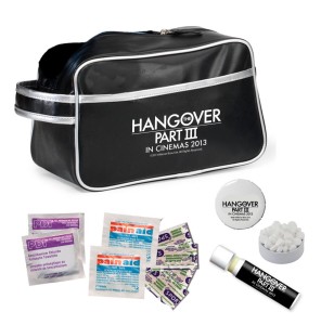 Toiletry Hangover Bag with Antiseptic Swabs, Aspirin, Lip Balm, Mints in Tin and Band-Aids